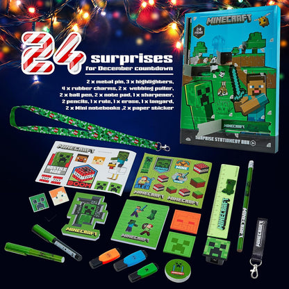 Minecraft Advent Calendar for Kids and Teenagers, Stationery, Notebooks, Stickers, Badges
