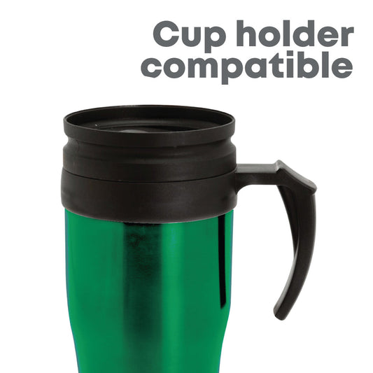 SQ Professional Car Coffee Tea Travel Mug with Handle 450ml Assorted Colours 0045 / 9995 A