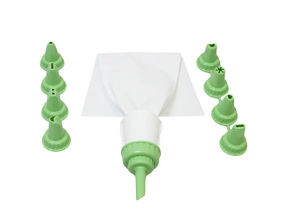 White Icing Bag with 9 Piping Nozzle Tips Assorted Colours AP1042