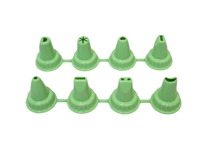White Icing Bag with 9 Piping Nozzle Tips Assorted Colours AP1042