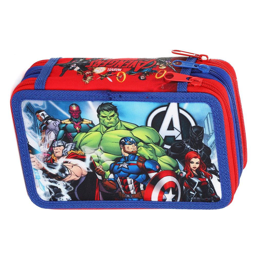 Avengers Style Jumbo Pencil Case & Stationery Set with 3 Zip Divider