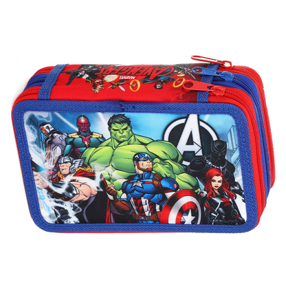 Avengers Style Jumbo Pencil Case & Stationery Set with 3 Zip Divider
