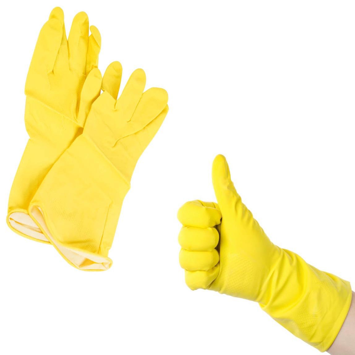 Yellow Latex Size Large Household Gloves Durable Soft Flexible 7236