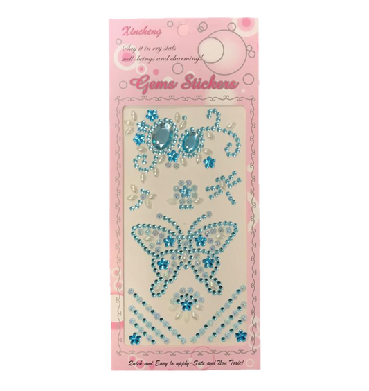 Say it in Crystals Single Sheet Butterfly Gem Stickers Assorted Colours CR2