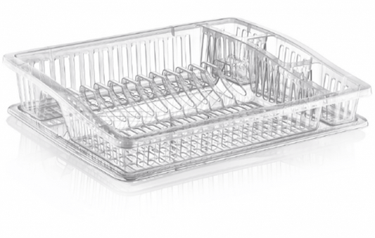 Transparent Step Dish Cutlery Cup Glass Drainer With Tray 07106 A