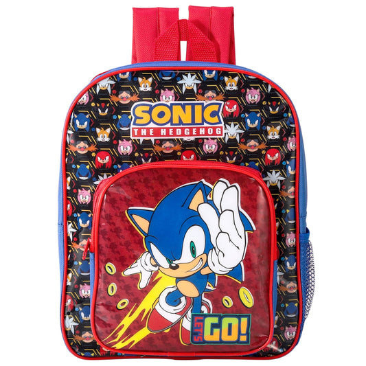 Sonic Style Backpack Kids Deluxe Rucksack with Zips & Adjustable Straps