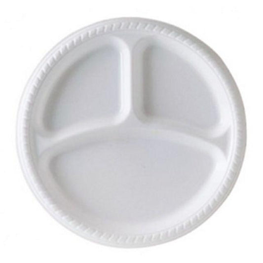 10'' Disposable White Plastic Divider Plate Pack of 8 THL2443