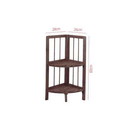 2 Tier Coffee Wooden Corner Rack Multipurpose Use Wooden Rack 28 x 26 x 60cm 8791
