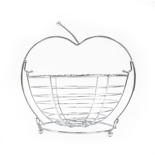 Durable Chrome Metal Swinging Fruit Basket Apples Design 25 x 30.5 x 27cm 1546