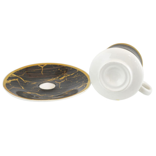 Durane Sylva Tea Set 12pc Black Brown-Gold 200ml 10525