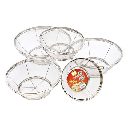 5 Piece Steel Mesh Deep Round Fruit And Vegetable Strainer Drainer Net Baskets 6119
