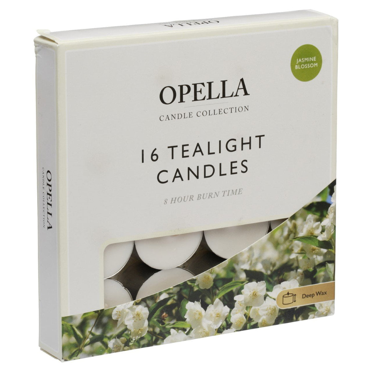 16 Opella Tealight Candles 8 Hour Long Burn Jasmine Blossom (10/60) CDFRJ
