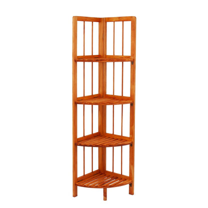 Wooden Corner Rack Maple 4 Tier 28cm x 26 x 110cm 8788