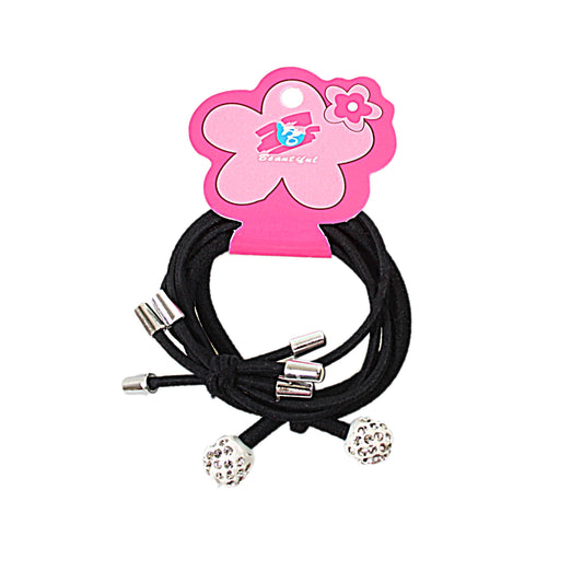 Black Hair Bands Elastics Bead Design 4460