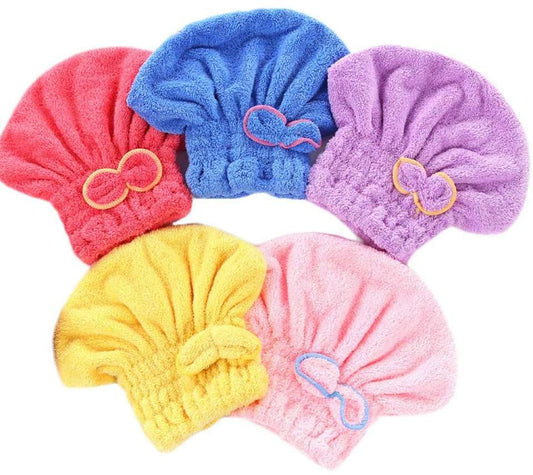 Microfibre Hair Wrap Bonnet with Bow Assorted Colours 6979