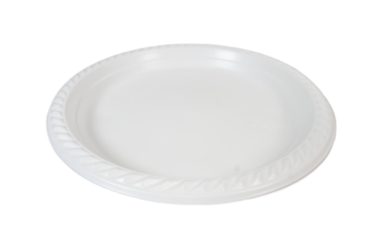 9" White Plastic Plates For Picnics Birthdays Parties Pack of 100  2455