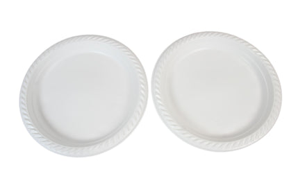 9" White Plastic Plates For Picnics Birthdays Parties Pack of 100  2455