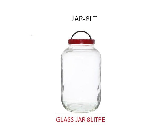 Plain Glass Food Cereal Oats Storage Jar with Plastic Lid 8 Litre
