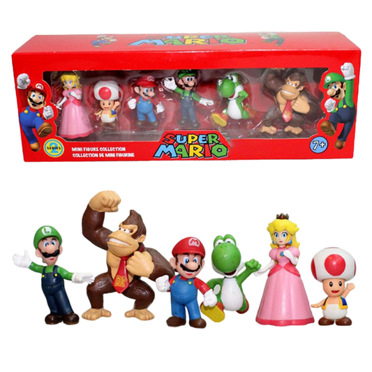 Super Mario Action Figures Model Toys Set - 6 Pieces