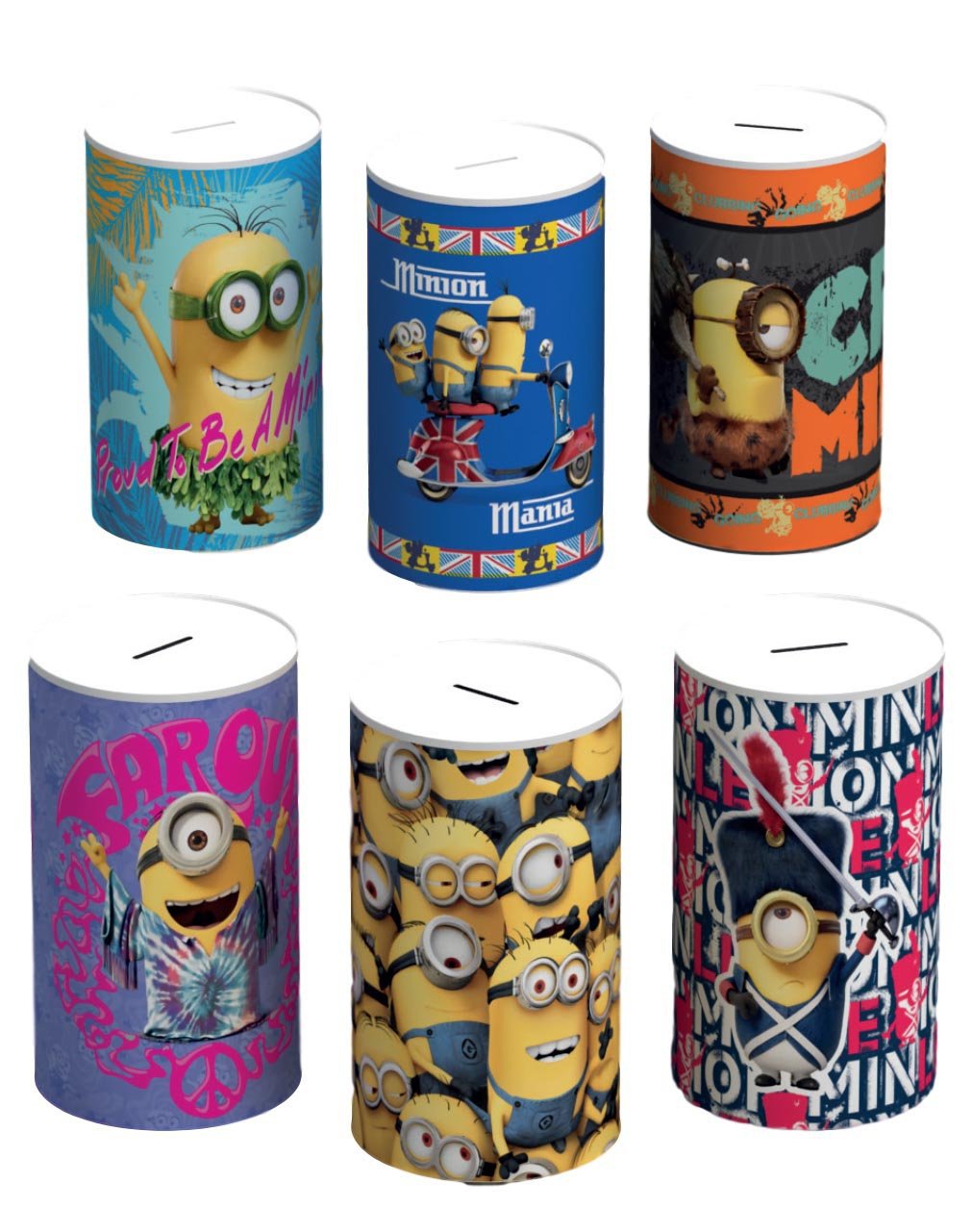 6 Assorted Styles Minions Money Tin 145mm x 110mm MIN001