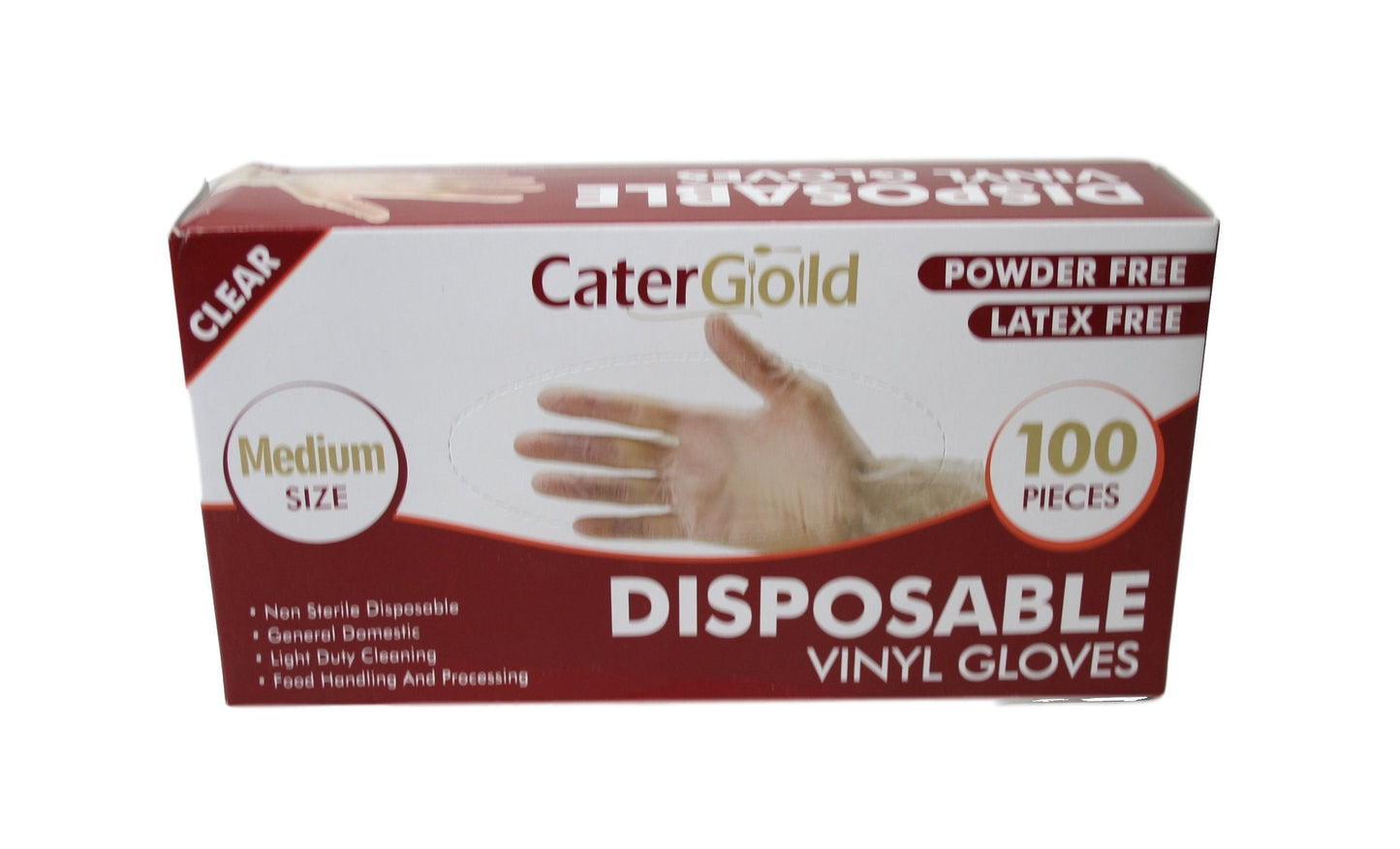 100 Disposable Vinyl Clear Examination Gloves Powder Free Latex Free Medium Gloves  27556