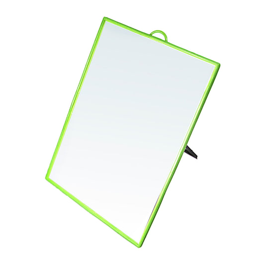 Desk Table Plastic Coloured Border Square Shaped Mirror 14.5cm x 19.5cm  0180