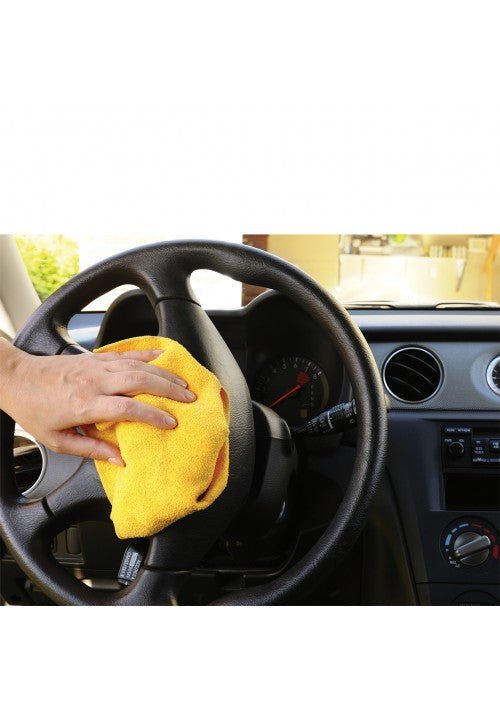 Yellow Fellow Plush Microfibre Cleaning Cloth Towel 40.6 x 40.6 cm 380gsm Pack of 36 NW6076