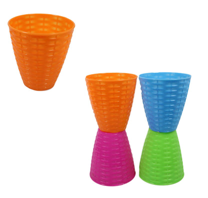Children's Rattan Style Party 4 Assorted Colour Cups 9cm 4 Pack  5494