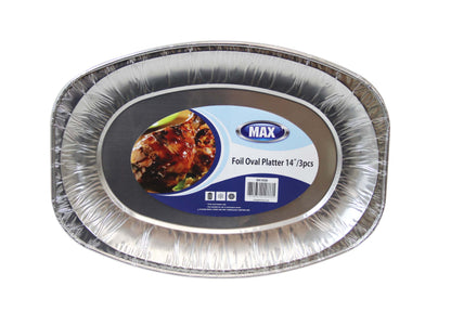 14'' Foil Oval Serving Platter Tray Food Starters Oven And Freezer Safe Platters 3 Pack SK1050
