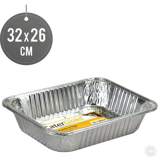Aluminium Foil Half Deep Roasting Tray 32 x 26 x 7 cm Pack of 2 SK28129