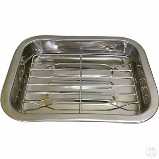 Stainless Steel Roasting Lasagne Tray with Handles and Rack 35cm 6494