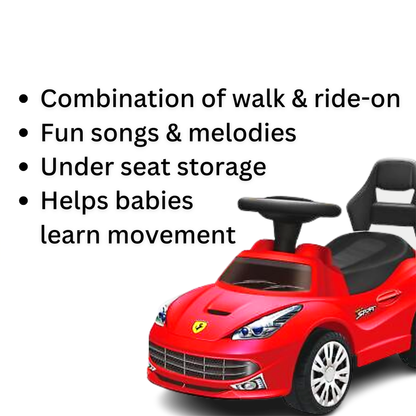 Ride On Walk on Car Stride-to-Ride - Red With Sound & Lights
