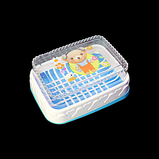 Plastic Soap Box with Printed Bear Design Assorted Colours 0433