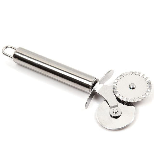 Dual Wheel Stainless Steel Kitchen Chef Easy Pizza Pasta Pancake Cutter Kitchen Tools 00132