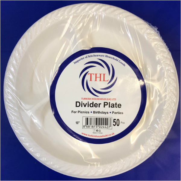 10’’ Disposable White Plastic Divider Plates Pack of 50 THL2442