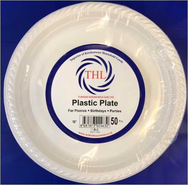 10" Disposable White Plastic Plate Pack of 50 THL2463