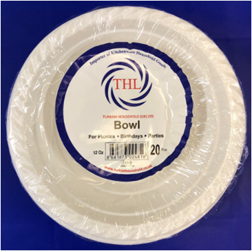 12oz Disposable White Plastic Soup Bowls Pack of 20 THL2481