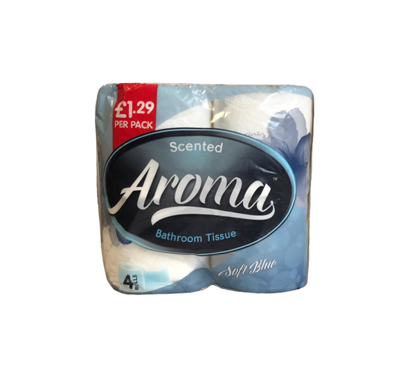 Aroma Bathroom Tissue Toilet Roll Scented Soft Blue Pack of 4 White AT114 / TR2