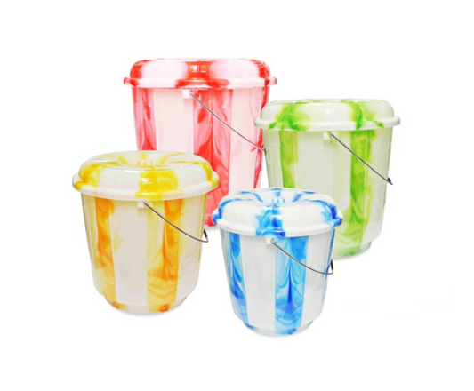 13 Litre Tie Dye Design Plastic Bucket with Lid Assorted Colours TS60990