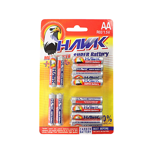 12 Pack Hawk Super Battery AA 1.5V Carbon Battery 01869