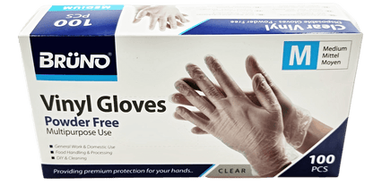100 Medium Disposable Vinyl Clear Examination Gloves Powder Free Latex Free Gloves  VG002