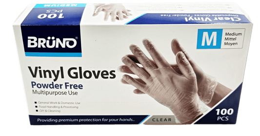 100 Medium Disposable Vinyl Clear Examination Gloves Powder Free Latex Free Gloves  VG002