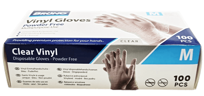 100 Medium Disposable Vinyl Clear Examination Gloves Powder Free Latex Free Gloves  VG002