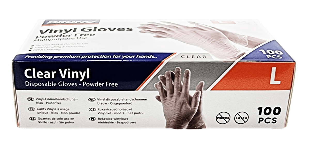 100 Large Disposable Vinyl Clear Examination Gloves Powder Free Latex Free Gloves VG003
