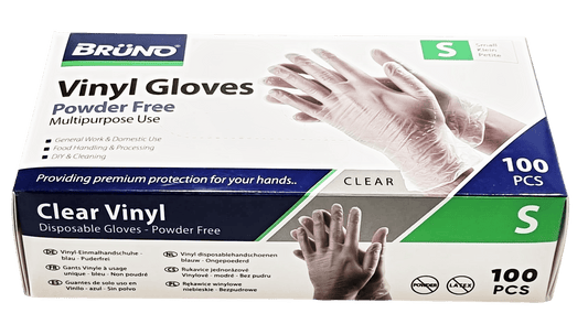 100 Small Disposable Vinyl Clear Examination Gloves Powder Free Latex Free Gloves VG001