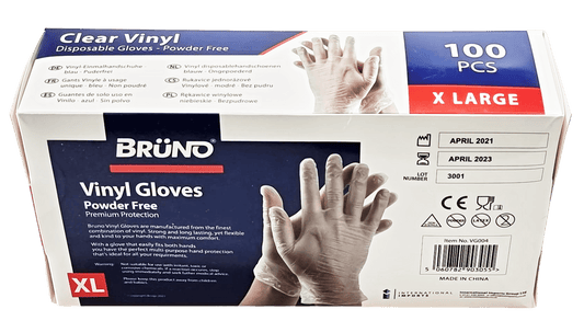 100 XL Disposable Vinyl Clear Examination Gloves Powder Free Latex Free Gloves VG004