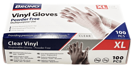 100 XL Disposable Vinyl Clear Examination Gloves Powder Free Latex Free Gloves VG004