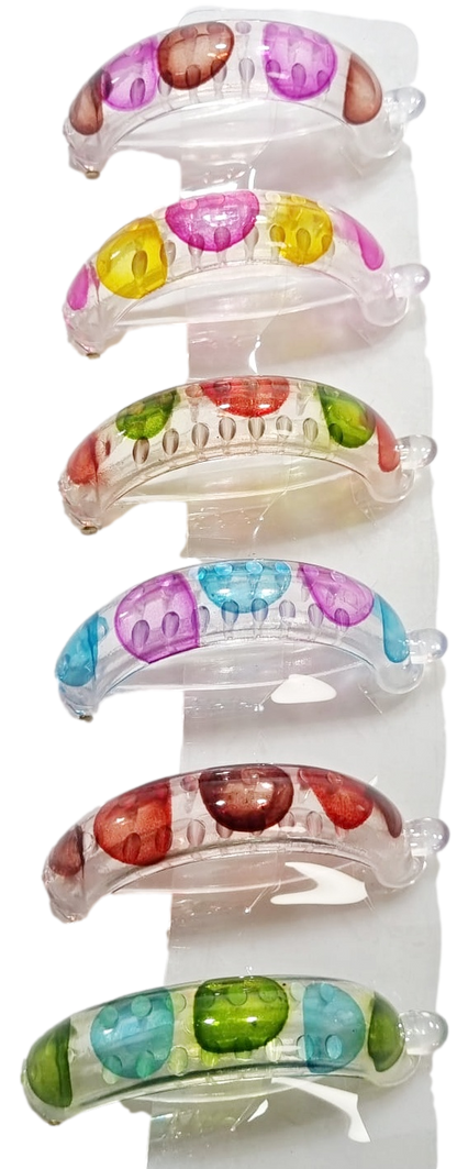 Plastic Hair Clip Dotted Design Assorted Colours 2647