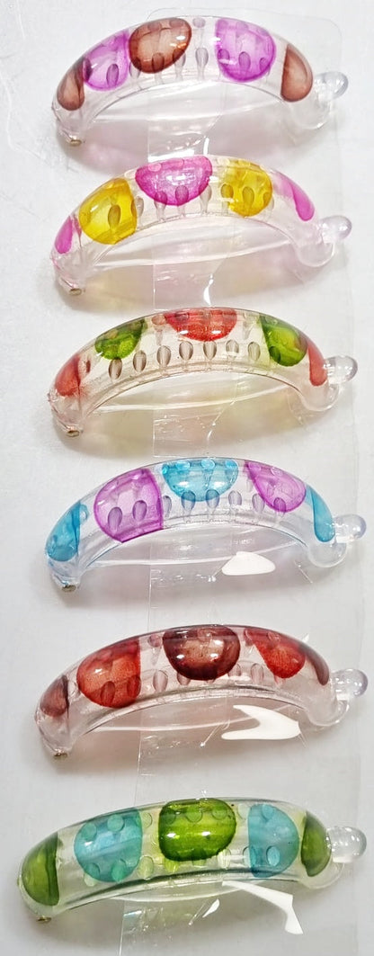 Plastic Hair Clip Dotted Design Assorted Colours 2647
