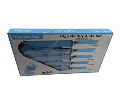 6 Piece Knife Set Assorted Colours Pink / Blue 6702